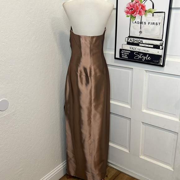 Vintage Richard Tyler Couture Pale Brown Strapless Dress Size 8 - Picture 3 of 13